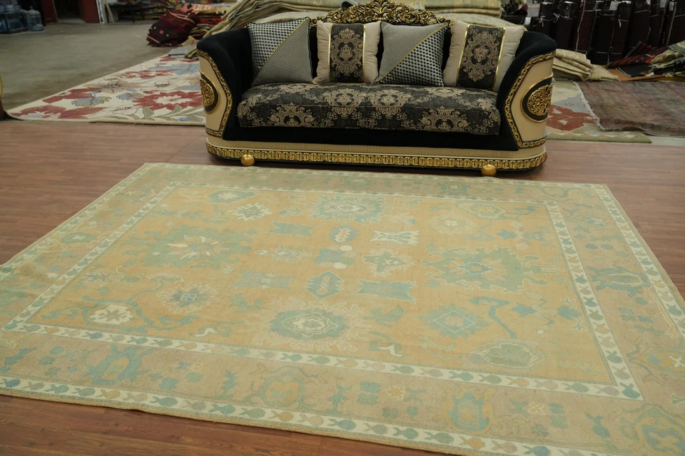 Oushak Turkish Area Rug 8x11Ft Handmade Transitional Vegetable Dye Carpet - Image 3 of 4