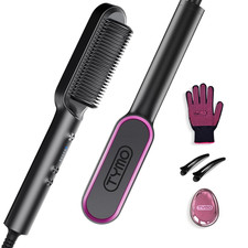 TYMO Ring Hair Straightener Brush Ionic Straightening Comb 5 Temps Dual Voltage