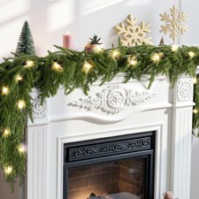 6FT Christmas Garland with Lights 20 LEDs, 8 Flash Style With Timer for Indoor