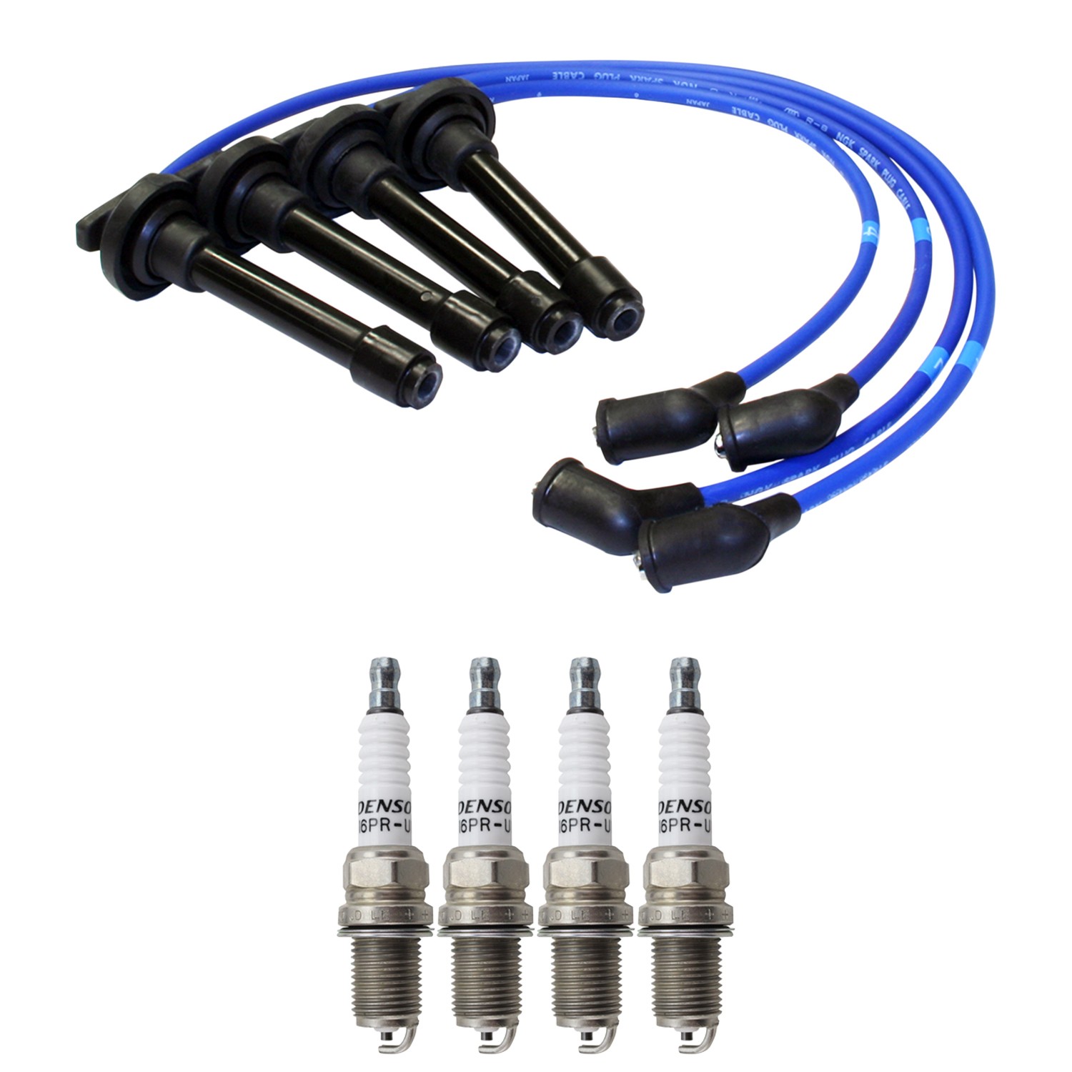 NGK Wire Set  Denso 4 Standard Spark Plugs Kit for CRX Base HF 1.5L L4 88-91