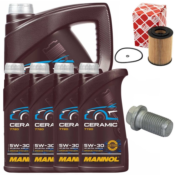 MotoröL Filter Set Mannol 5W-30 Ceramic 9 Liter + Schraube FüR Mercedes R-Klasse-image