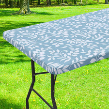 Rectangle Table Cloth, Waterproof Plastic Table Cover for 4FT Tables Elastic F