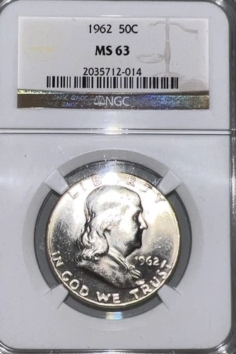 1962-D Franklin Silver Half Dollar 50c - NGC MS63 -