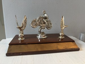 Vintage Metal Motorcycle Racing Trophy  Topper, Desktop Decoration, Paperweight