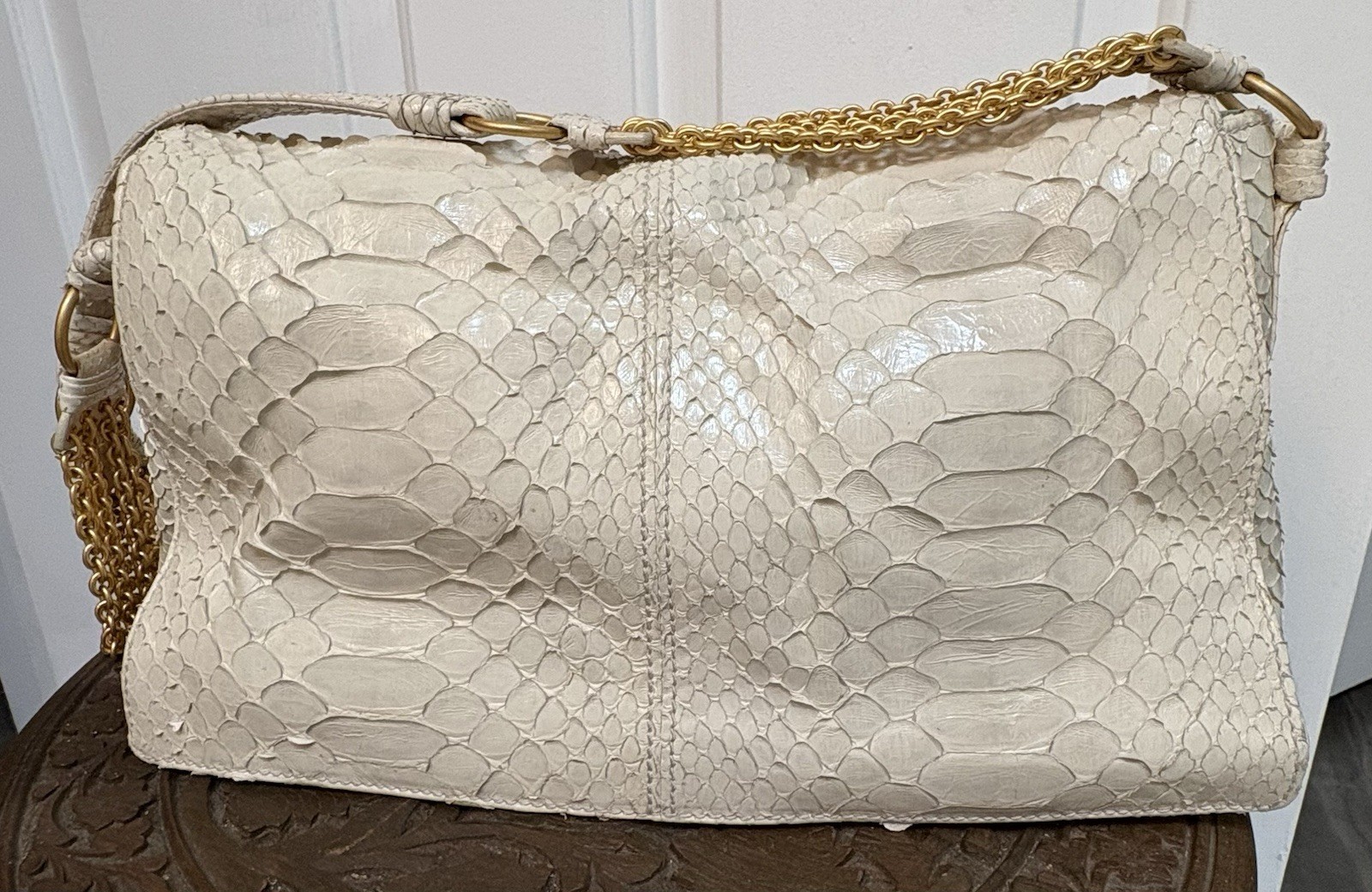 Bottega Veneta Cream Python Shoulder Bag Handbag Authenticated — image 9