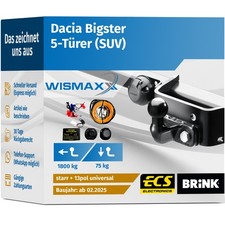 ANHÄNGERKUPPLUNG für Dacia Bigster ab 25 starr BRINK +13polig E-Satz ABE