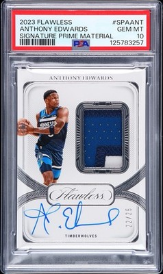 2023-24 Panini Flawless - Signature Prime Materials Anthony Edwards /25 PSA 10
