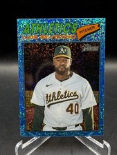 Luis Severino 2026 Topps Heritage #206 Chrome Light Blue Sparkle Atheltics
