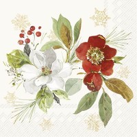 Ihr Poinsettia Bouquet Cocktail-Servietten Papier-Servietten Herbst 25X25 Cream