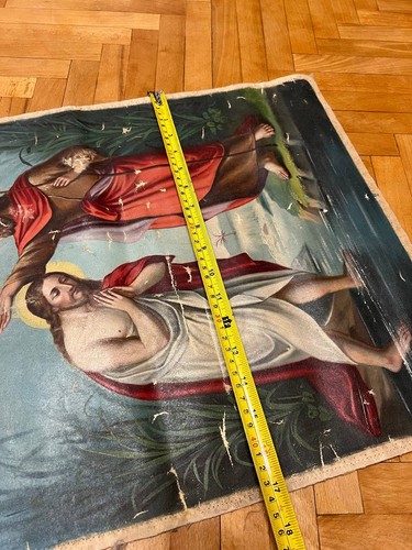 Ancienne icône orthodoxe russe double face sur toile - Baptême du Christ Proph - Photo 2/20