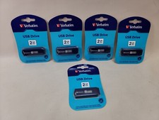 Lot of 5 VERBATIM Classic USB 2.0 Flash Drive, 2 GB, Blue 97086 Brand New