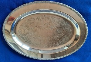 Vintage Academy 16" Oval Silverplate Platter w/ Anti-Tarnish Bag