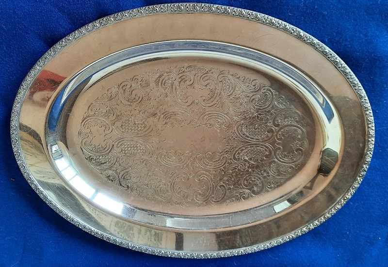 Vintage Academy 16" Oval Silverplate Platter w/ Anti-Tarnish Bag