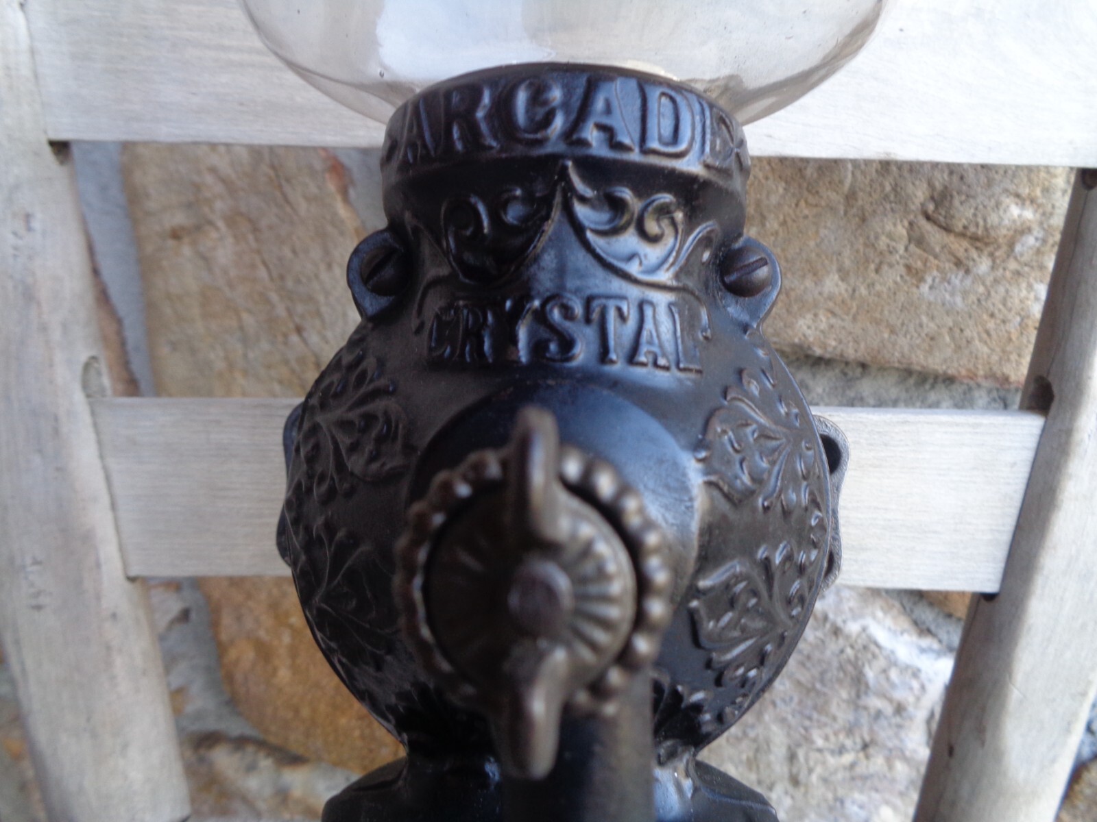 Antique ALL ORIGINAL Arcade CRYSTAL 3 Coffee Grinder Mill w/ ORIGNAL