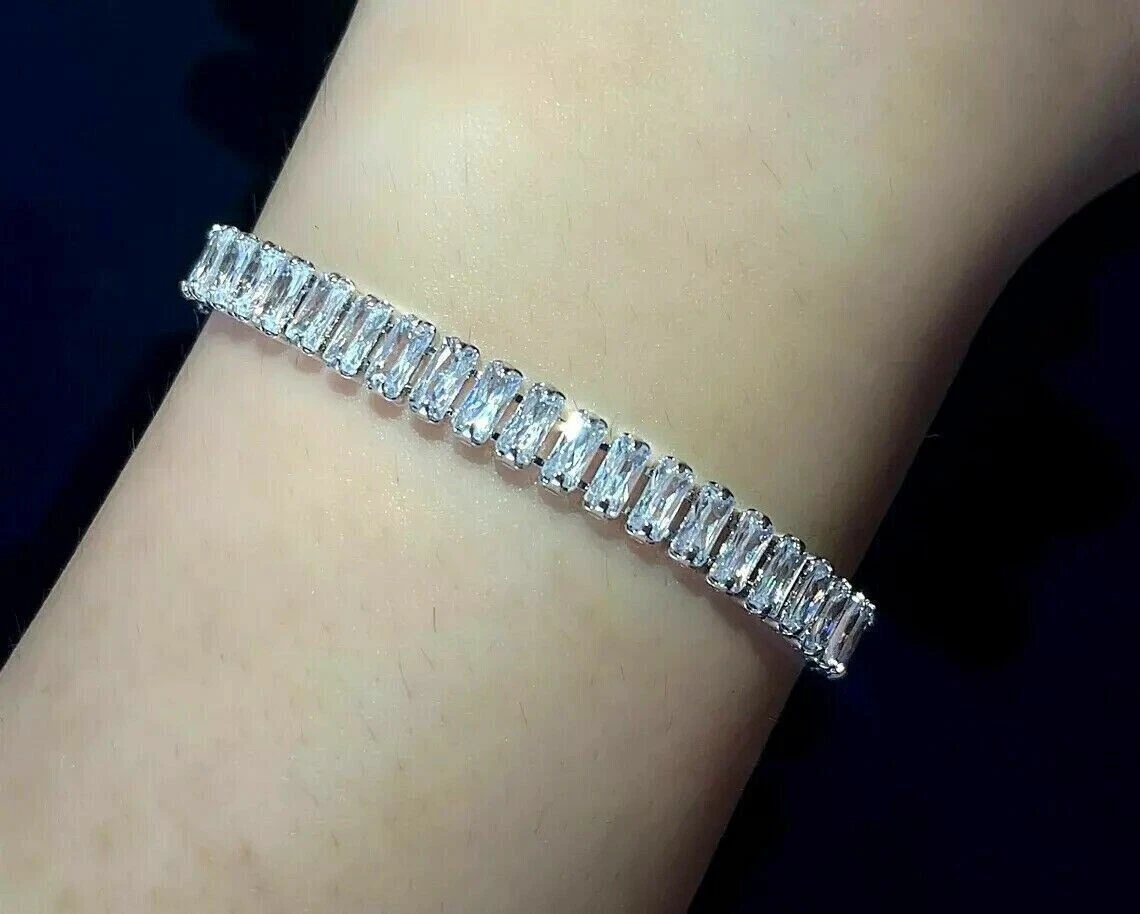 Baguette Diamond Platinum Line Bracelet | Tennis bracelet diamond, Stylish  bracelet, Vintage diamond bracelet