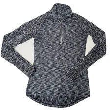 Athleta 1/4 zip Black White Space Dye Pull Over Activewear Long-Sleeve Size XXS