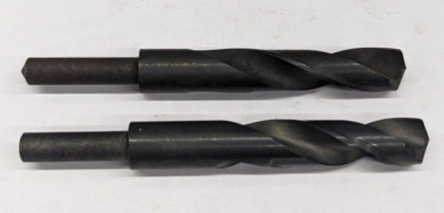 Two 13/32'' Stub Drills 1/4'' Shank 135° Split Point HSS Black Oxide NEW