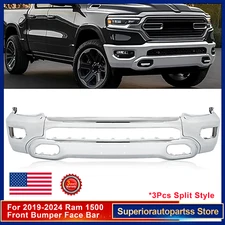 Chrome Steel Front Bumper Lower Cover Face Bar For 2019-2024 RAM 1500 Pickup New