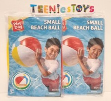 Lot of 2 New Play Day Small Beach Ball 13" When Inflated Red Blue Yellow