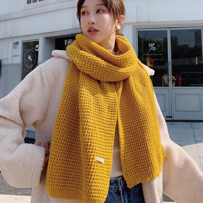 Cheap Autumn Winter New Unisex Scarf Solid Color Handmade Knitted