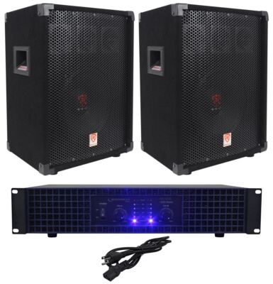 2) Rockville RSG10 10'' PA Speakers+Technical Pro AX1200 1200w Power DJ Amplifier