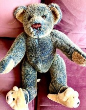 Knickerbocker Jointed Blue Bear w/Bear Slippers 12"