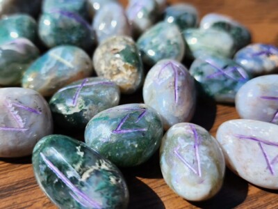 Moss Agate Runes, Runestones, Elder Futhark, Handmade, Offers $62.50+ Accepted