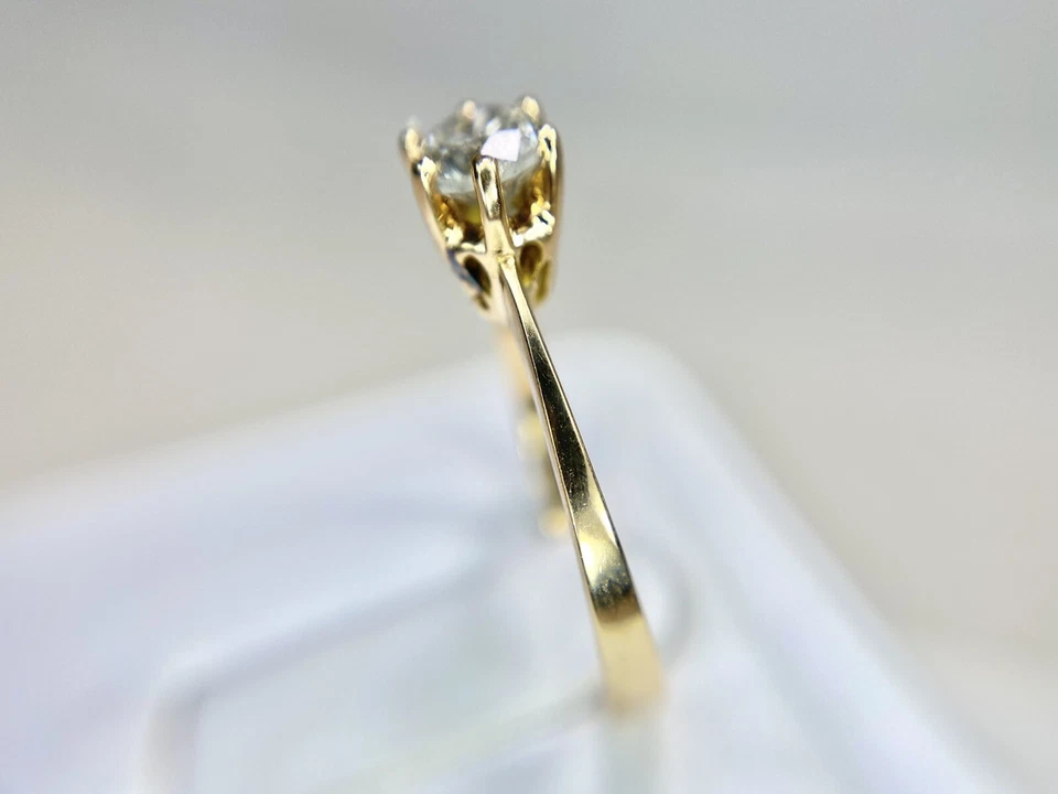 Vintage 18k Yellow Gold Natural Round Brown Diamond Solitaire Engagement Ring - Image 4 of 4