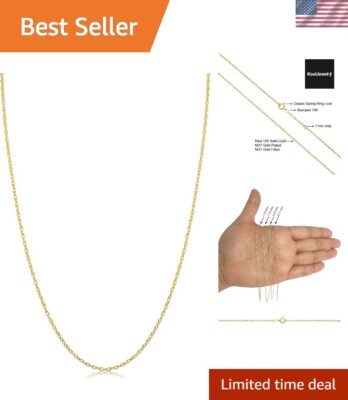 10 Karat Gelbgold Seil Kette kaum vorhanden Halskette 0,7 mm, 0,9 mm, 1 mm oder 1,3 ...