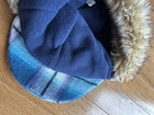 American Eagle Trapper Hat Cap Ear Flaps Blue Purple Plaid Lined One Size Winter — photo 4