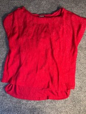 Express Blouse Top Women Small Red Metallic Lined Sleeveless Round Neck Pullover
