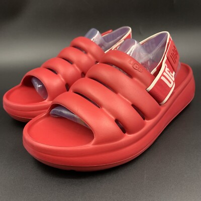 UGG SPORT YEAH SLIDE WOMENS US 11 SAMBA RED WATERPROOF SLINGBACK SANDAL