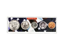 1970 Birth Year Coin Set in American Flag Holder - 5 Coin Set