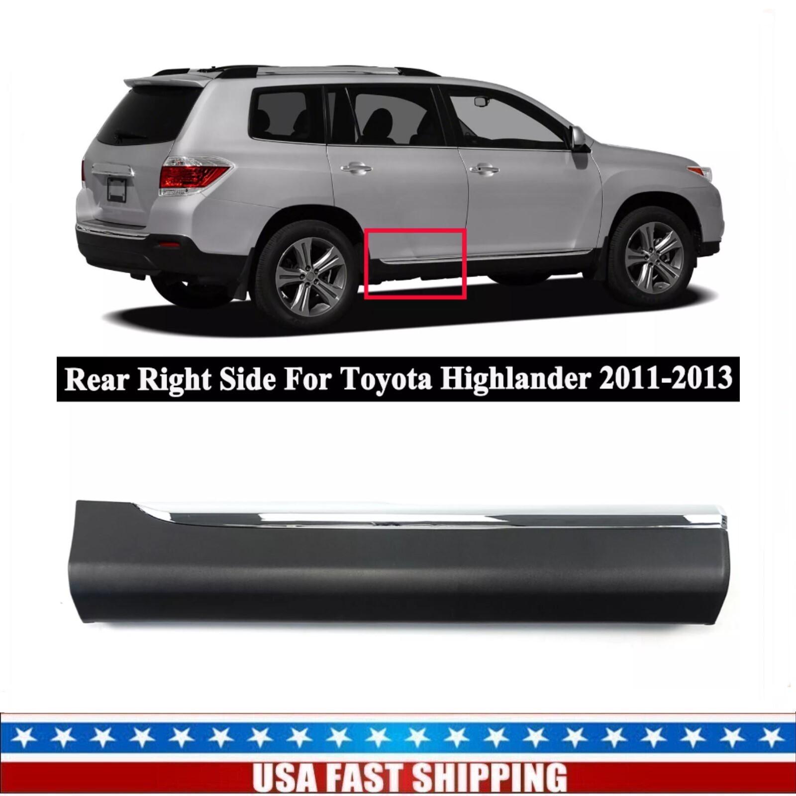 New Rear Right Side Door Molding 750750E050 Fits For 2011-2013 Toyota Highlander