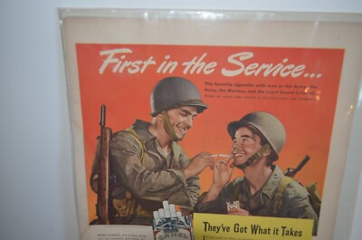 Vintage 1940's WWII Camel Cigarettes AD -First In The Service