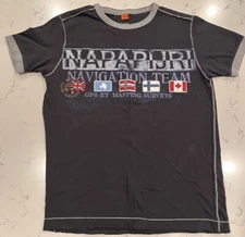 Napapijri T Shirt With Flag Patches 18 Inches Pit To Pit