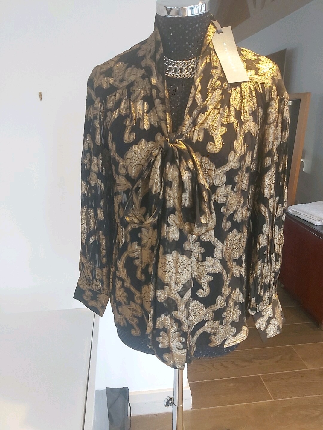 MINT VELVET  Small Gold/black  Baroque Blouse NWT. RRP £109 image 10