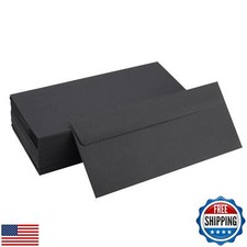 100 Pack 10 Business Envelopes 4-1/8 x 9-1/2 in Black Mailing Envelopes for