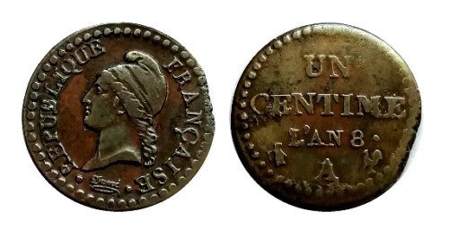 Pièces de monnaie françaises en cuivre pour 1 Centime sur Marianne