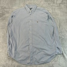VTG Polo Ralph Lauren Yarmouth Pinpoint Oxford Shirt Mens 17 1/2-36 Blue Striped