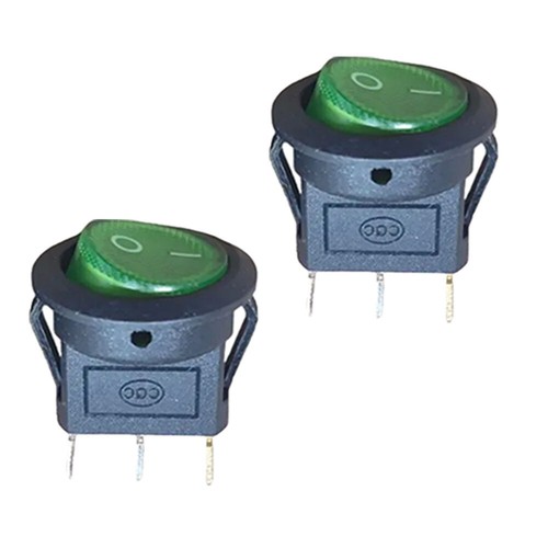 8x For SPST 3 Pin ON/OFF Round Rocker Switch With Green Neon Lamp 10A 125VAC HOT - Picture 6 of 9