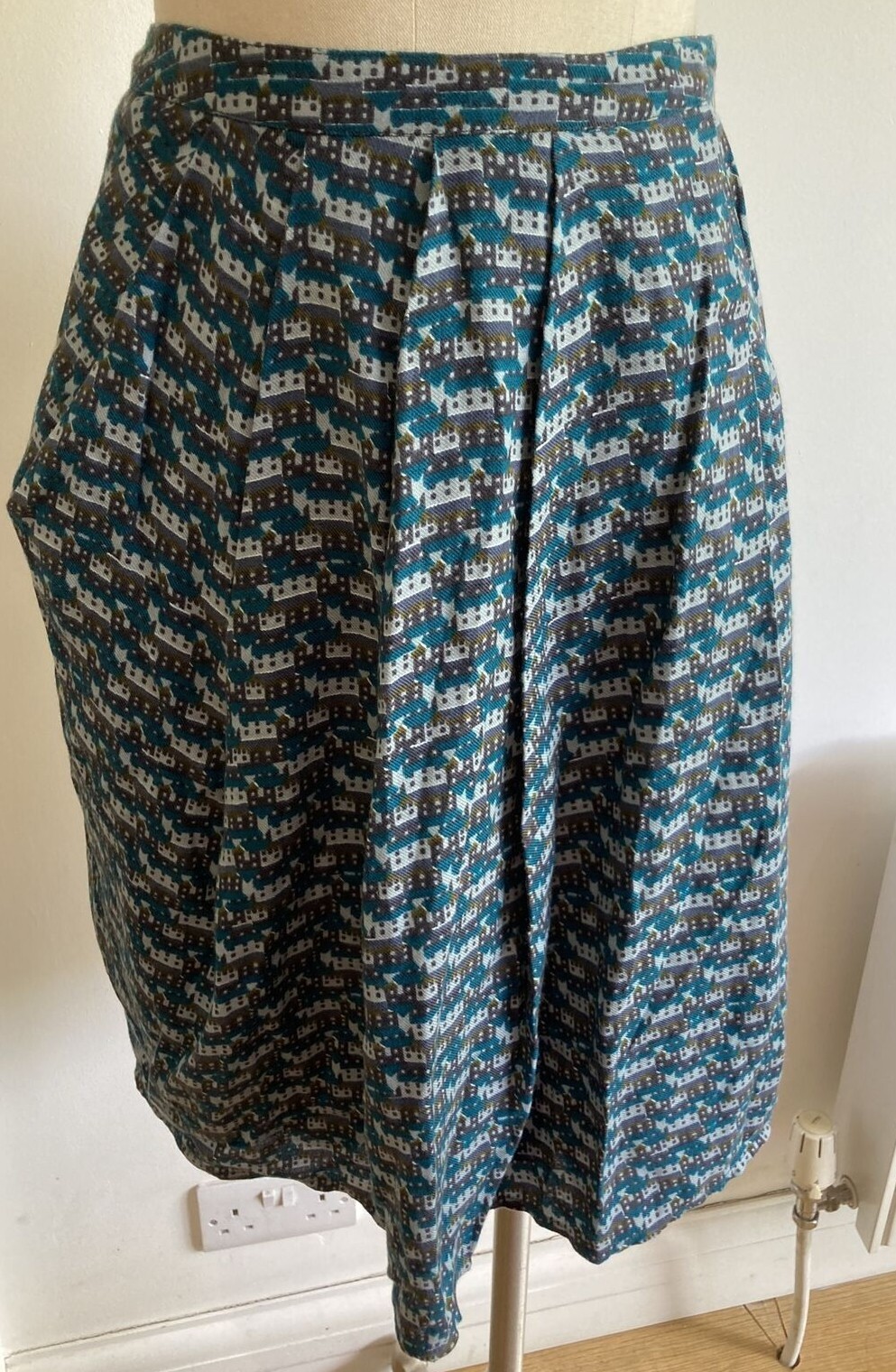 Seasalt Sophie "Palmers" House Print Cotton Blend Skirt, Size 10 UK, BNWT 2