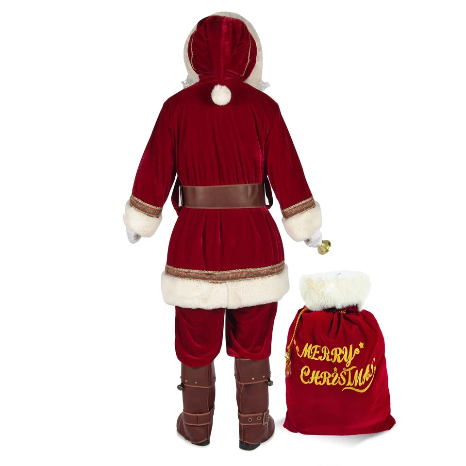 Disfraz de Papá Noel para Hombre 10 PIEZAS De lujo Terciopelo Con Capucha Traje de Papá Noel Disfraz de Papá Noel Foto 4 de 4