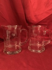 Nautical Clipper Ship Mug Etched Crystal Clear Beer Stein Schooner Brig