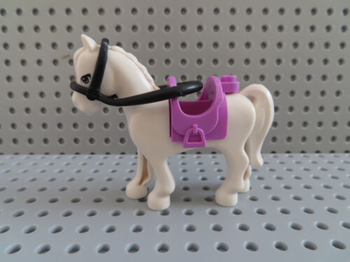 Lego Friends Pferd weiß 93083c01pb02 + Zügel + Sattel med. lavendel 3185 41039 - Bild 1 von 1