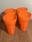 Set Of 4 Vintage 32oz Orange Plastic Coca Cola Glasses. No Lids