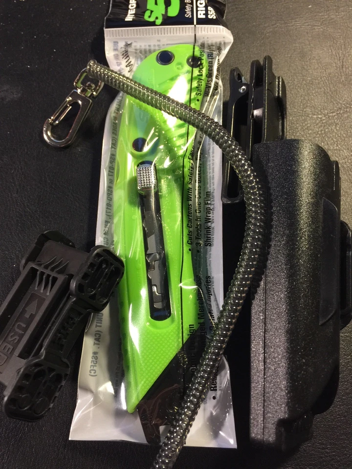 PACIFIC Handy S5R SAFETY UTILITY BOX CUTTER KNIFE With Holster Lanyard, 5 Blades