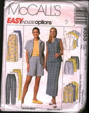 9353 Vintage McCalls SEWING Pattern Misses Shirt Skirt pants Shorts Loose OOP 18