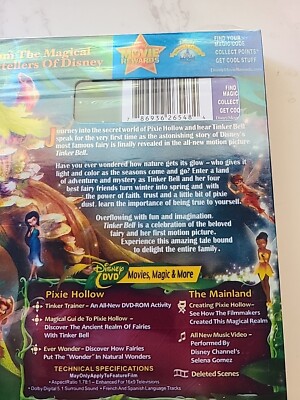 TINKERBELL Disney NEW DVD With Deleted Scenes, Musid Video