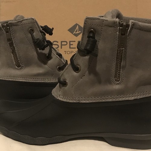 NUEVAS Botas Sperry Top Sider Para Mujer Talla 8 M Pato Agua Salada Negras/Grises 81732 - Imagen 4 de 7